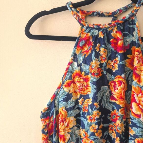 American Eagle Braided Floral Mini Dress Swing Pockets Size Large - Picture 5 of 9